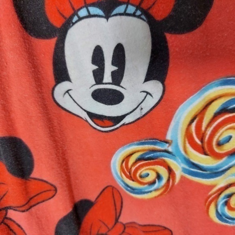 Disney Pajama Pants Women L Pink Minnie Mouse Candy Lollipop Wide Leg Lounge - Picture 4 of 10